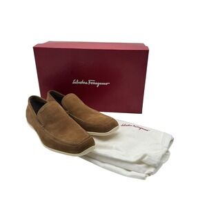 Salvatore Ferragamo Men's Suede Loafers Brown Size 6 2E Made‎ in Italy NWB